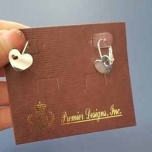 Premier Designs Silver Heart Cutout Leverback Earrings